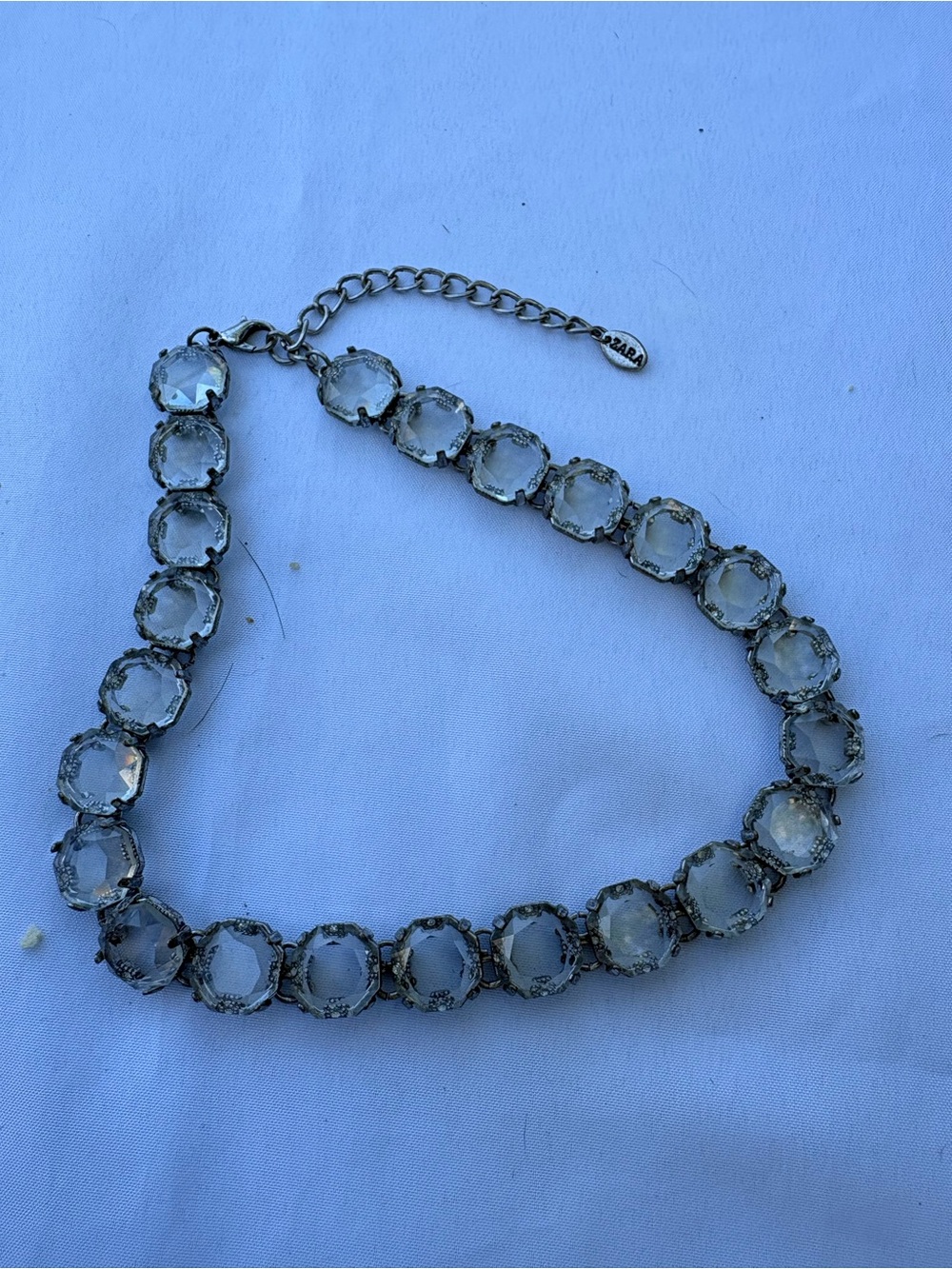 Crystal Tennis Choker Necklace - Clear Silver